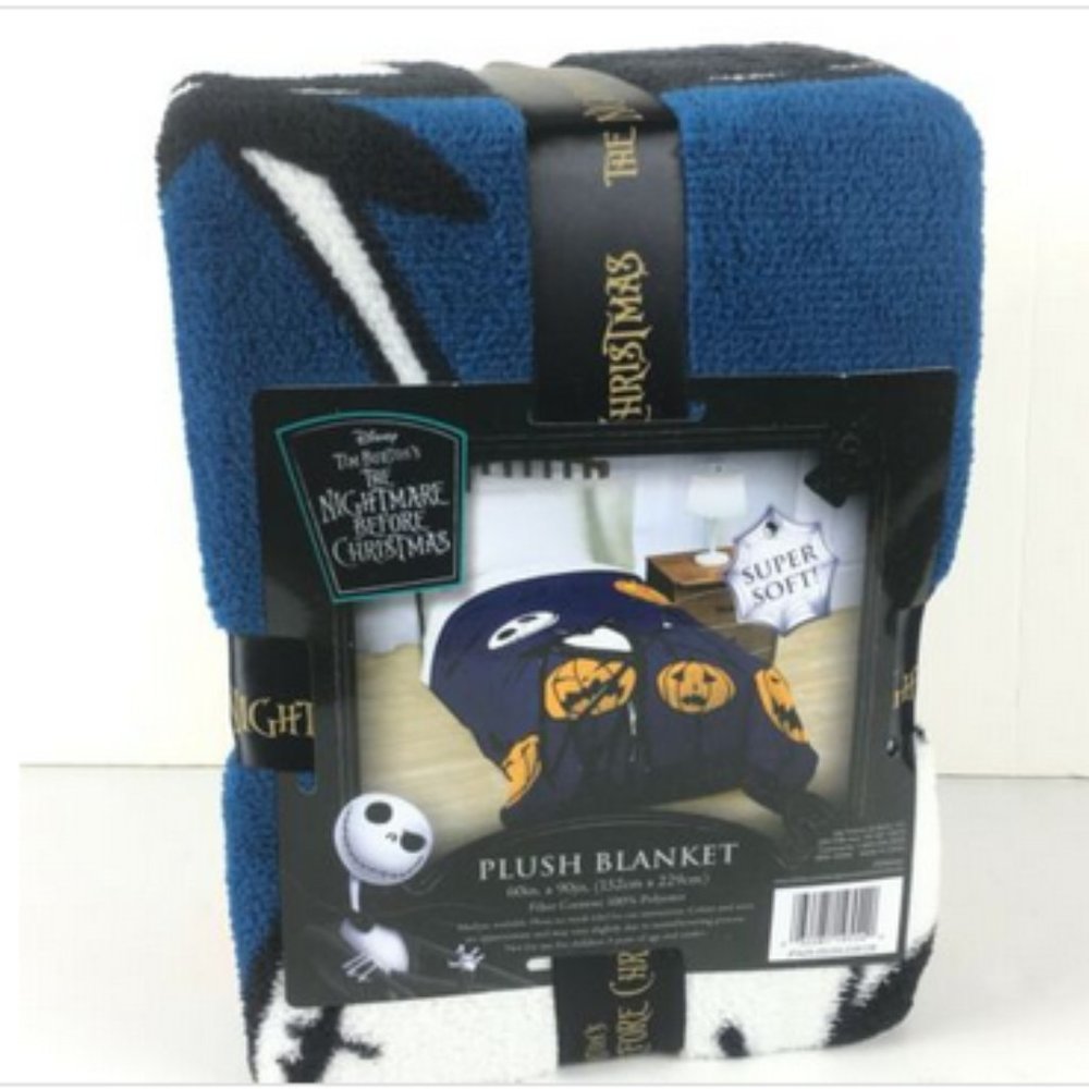 Nightmare Before Christmas Plush Throw Blanket Halloween Jack-O-Lanterns Pumpkin